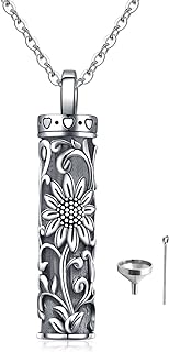 Flower Celtic Urn Necklace Cylinder Bar Heart Shaped Urn Necklace for Ashes 925 Sterling Silver Pendant Necklace Keepsake for Ashes Memory Keepsake Cremation Jewelry for Women