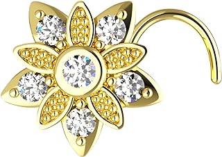 CZ Nose Rings Studs Nose Screw Sterling Silver Sunflower Nose Stud for Women Nostril Piercing Jewelry