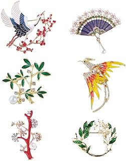 Vintage Rhinestone Brooch Set with Pin Clasp for Women, Chinese Fortune Fairyland Animal and Plant Designs