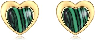 JOERPH Gold Plated Malachite Heart Stud Earrings for Women Malachite Stud Earrings Heart Shaped Suitable for Daughter Sister Mother Friend