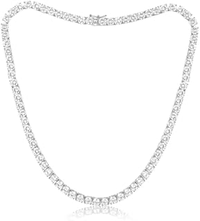 Gemsme 5mm Tennis Necklace, 18K White Gold Plated Tennis Neckalce 5mm Round Cubic Zirconia Classic Necklace for Women