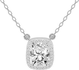 Flaire Halo Lab Diamond Pendant Necklace with Link Chain in 14K Rose Gold, Featuring a 0.75 Carat Cushion Cut Solitaire & Pave Set Diamonds, with Lobster Clasp - Elegant Gift for Sophisticated Women