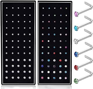 120pcs Stainless Steel Nose Studs Rings Piercing Pin Body Jewelry 1.5mm 2mm 2.5mm a Set White and Colour