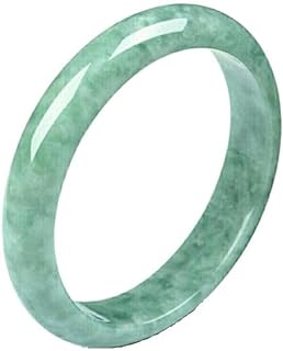 Natural Guizhou Cui Jade Bangle Bracelet with Spring Ring Clasp and Bead Chain - Elegant Green Stone Jewelry for Women