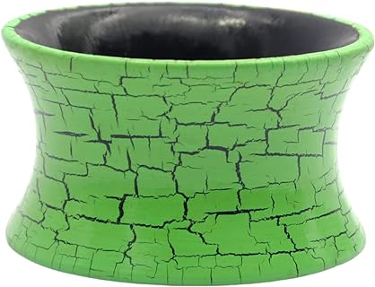 Sunken Spring - Handmade Concave Shaped Wooden Bangle Hand Painted in Classic Green & Processed to Crackle Finish Revealing Black Base Color in a Pure Cotton Designer for Girls & Women