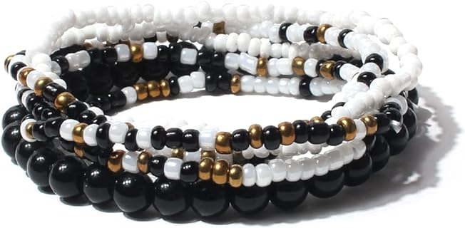 Handmade Stackable Beaded Bracelet Set for Women Girl Teen Friend Boho Colorful Beads 6pcs Adjustable Muilty-Layered Bracelets Set Multicolor Seed Stretch Wristbands Summer Jewelry