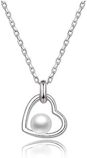 White Freshwater Cultured Pearl Heart Pendant AAAA Quality with Sterling Silver Chain 16"-18" (4.5mm) - PremiumPearl