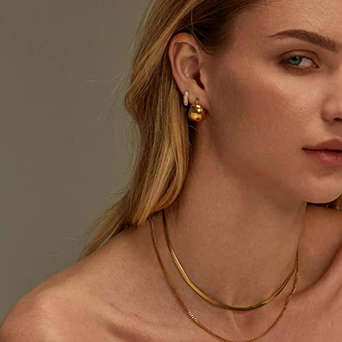 LOUMILEO Chunky Gold Hoop Earrings Small Gold Hoop Earrings for Women 14K Real Gold Plated Hoop Earrings Hypoallergenic Thick Gold Hoop Earrings for Women Bottega Earring Dupes