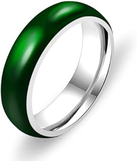 Uloveido 6mm Stainless Steel Green Enamel Filled Imitation Jade Band Ring Classic Plain Wedding Band for Women and Men