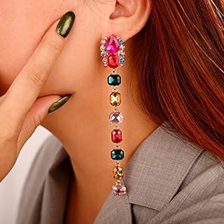 Multicolor Xerling Black Crystal Tassel Earrings with Durable Metal for Women - Gothic Fringe Chandelier Style