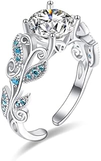 PRAYMOS Birthstone Rings for Women 925 Sterling Silver Adjustable Open Ring for Women with Jewelry Box Size 7-9