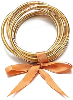 ATIMIGO Bowknot Jelly Bangle Bracelets Set Lightweight Cute Glitter Filled Stack Silicone Party Bracelets for Women Girls