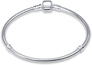 KUNSIR Snake Chain Charm Bracelets for Charm 975 sterling silver Jewelry Bracelet Fits Any Charm Gift for Women Girl