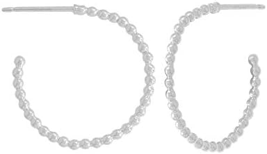 Boma Jewelry Sterling Silver Beaded .7 Inch Post Hoop Earrings