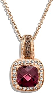 LE VIAN 1/4 Carat Chocolate Diamond & 1 4/5 Carat Cushion Cut Garnet Halo Pendant Necklace for Women in 14k Rose Gold (Brown/H-I, SI1-SI2, cttw) on 18 Inch Long Chain with Lobster Claw Clasp by LeVian
