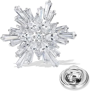 Women's Cubic Zircon Snowflake Brooch Pins Elegant Clear Crystal Ice Flower Lapel Pin Breastpin