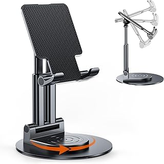 Porte-téléphone portable BHHB réglable en hauteur de 12 à 16 cm, rotatif à 360° et pliable en une seconde, idéal pour smartphones, iPad Mini, Kindle et plus, usage bureautique