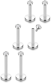 ORAZIO 18G 6-10MM Stainless Steel Lip Rings Nose Studs Piercing Internally Threaded