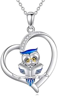 YFN Owl Necklace Inspirational Jewelry Sterling Silver Never Give Up Owl Gifts Moon Star Necklace for Women Girls