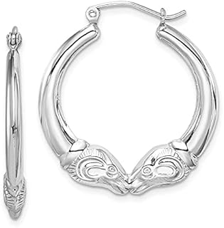 Diamond2Deal 925 Sterling Silver Rhodium Plated Rams Head Hoop Earrings Fine Jewelry for Women