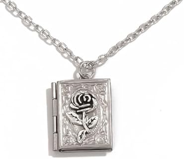 Photo Book Locket Necklace for Women Charm Choker Pendants that Holds Pictures Memorial Jewelry