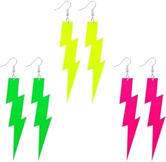 Hicarer 3 Pairs 80s 90s Neon Earrings for Women Retro Pendant Acrylic Drop Dangle for 80's Outfit Glow Party Accessories