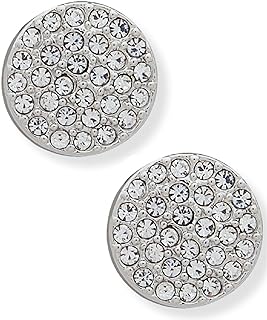 DKNY Pavé Disc Stud Earrings - Silver Women's Earrings - Elegant Stud Earrings - Beautiful Women's Jewelry - Silver & Crystal