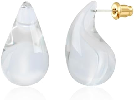 Acrylic Waterdrop Earrings for Women Chunky Teardrop Earrings Resin Earrings Transparent Colorful Drop Earrings