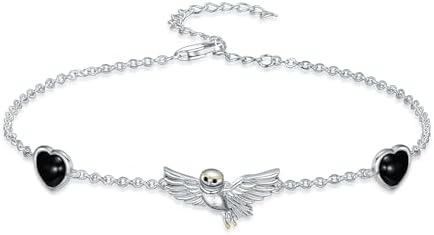 Owl Bracelet 925 Sterling Silver Onyx Owl Bracelet Owl Jewelry Gifts for Women