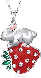 Adorable 925 Sterling Silver Bunny Pendant Necklace with Crisscross Chain for Women and Girls, Perfect Birthday Gift