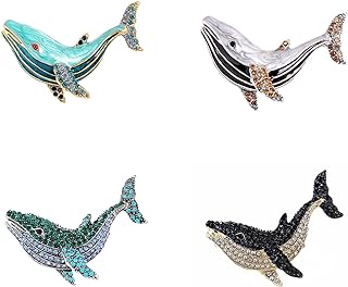 Pin-Clasp Crystal Diamond Whale Brooch in Zinc Alloy for Fashion-Forward Individuals - Intricate Whale Design