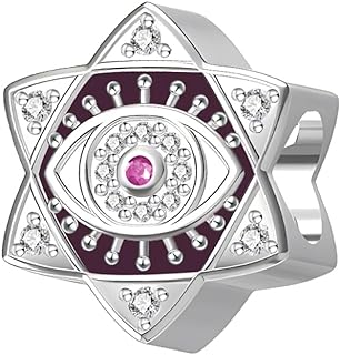 Sterling Silver Clasp Eye of Truth Charm Bracelet with Cubic Zirconia, Star Shaped Pendant for Women and Girls - LINGDIE 925 Jewelry Collection