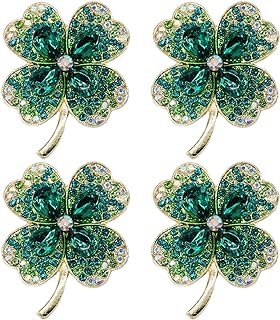 Pin Clasp Rhinestone-Embellished Four Leaf Clover Brooch for Women and Girls, Sturdy Zinc Alloy Design, Stylish and Versatile Lucky Charm Accessory