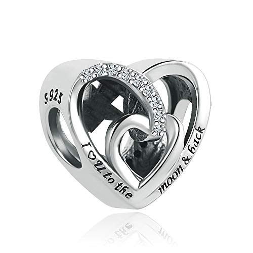 CharmSStory I Love You To The Moon and Back Sterling Silver Charms for Bracelet