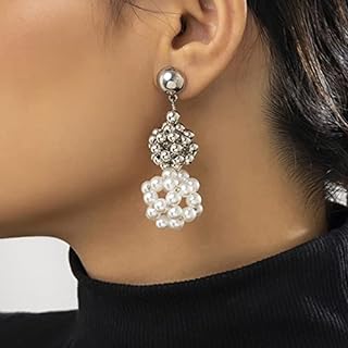 Beaded Ball Earrings Beads Earrings Disco Earrings Drop Earrings for Women Dangle Earrings for Girls Teens Chic Fashion Jewelry
