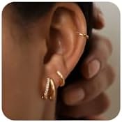 DAILI Double Hoop Earrings for Single Piercing,3 Pairs Gold Hoop Earrings Set for Women, Cubic Zirconia Cartilage Earrings for One Hole, Lightweight Surgical Stainless Steel Huggie Hoop Earrings