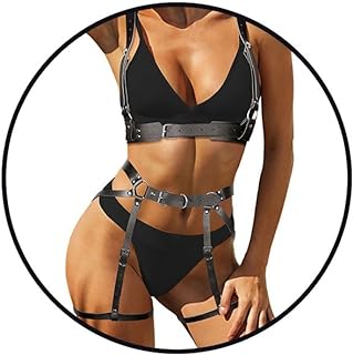 Mavis Alloy Body Chain, Leather Harness Waist Chains, Punk Belt Chest Chains, Black Party Jewelry for Women, Adjustable Fit, Edgy Design
