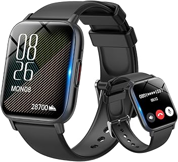 Onefun スマートウォッチで体温測定やBluetooth5.3通話機能を搭載、1.85インチ大画面で多言語対応、スポーツや日常に最適。