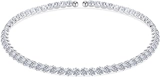 Cubic Zirconia Choker Necklaces for Women and Girls, Sparkling Rhinestone White Tennis Necklace Fake Diamond Chain for Bridal Wedding Bridesmaid