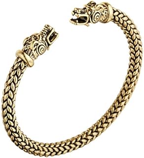 Slytherin Wedding Ring Inspired AILUOR Men's Double Head Dragon Bracelet with Stainless Steel Cable Chain & Double Safety Clasp