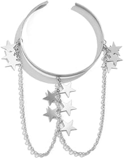 Gold Arm Cuff Upper Arm Bracelet Bangle Armband Punk Open Star Butterfly Chain Tassels Bracelet for Women Beach Wedding Prom Accessories Jewelry