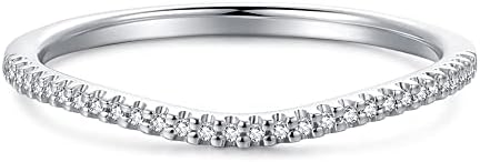 1.5mm 14K White Gold Moissanite Eternity Wedding Ring for Women with V Shape Chevron Design