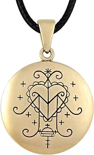 Bronze Ezili Freda Voodoo Loa Veve Symbol Pendant Necklace