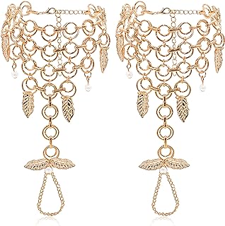 Bienvenu 2 PCS Multi Chain Beach Tassels Anklet Chain Bracelet Barefoot Sandals Foot Jewelry