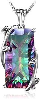 Elegant 15.2ct Mystic Quartz Pendant Necklace for Women, Enhanced with 14K White, Yellow, or Rose Gold Plated Sterling Silver, Complemented with 18" Box Chain
