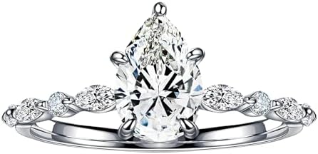 14K White Gold 1.5ct Pear Cut Moissanite Engagement Ring for Women, Lab-Created Diamond with 5-Claw Marseille Setting, D-Color VVS1 Clarity