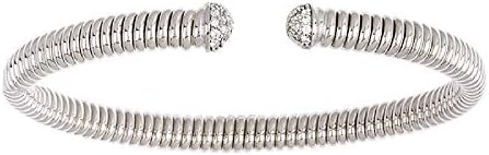 0.17 Ct Diamonds 18k Gold Ribbed Cuff Bangle Bracelet