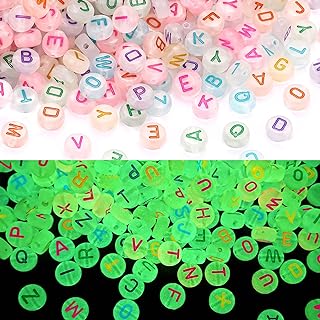 DIYDEC Glow-in-the-Dark Acrylic Letter Beads for Jewelry, 1000pcs UV Luminous Colorful 4x7mm Round Beads - Perfect Craft Supply for Bracelets, Necklaces & DIY Creations