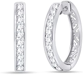 1 Carat Round Diamond Ladies Huggies Hoop Earrings for Women - 925 Sterling Silver Lab Grown Diamond Hoop Earrings (1 Ct, G-H Color, VS-SI Clarlty) Mother's Day Gift