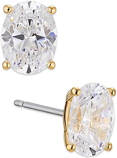 Nadri Oval Stud Earrings - 18k Rhodium Sterling Silver Stud Earrings for Women, Large Oval Cubic Zirconia Earrings, Exquisite Earring Studs For Women